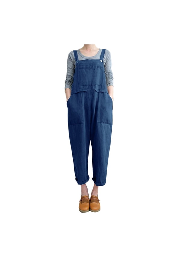 Cotton Linen Overalls for Women Summer Lightweight Adjustable Strap Vintage Cropped Pants Jumpsuits