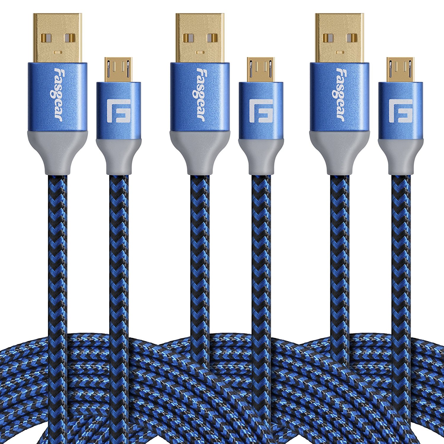 Micro USB Cable 10ft 3Pack by Ailun High Speed 2.0 USB A Male to Micro USB Sync Charging Nylon Braided Cable for Android Phone Charger Cable Tablets Wall and Car Charger Connection BlackGrey