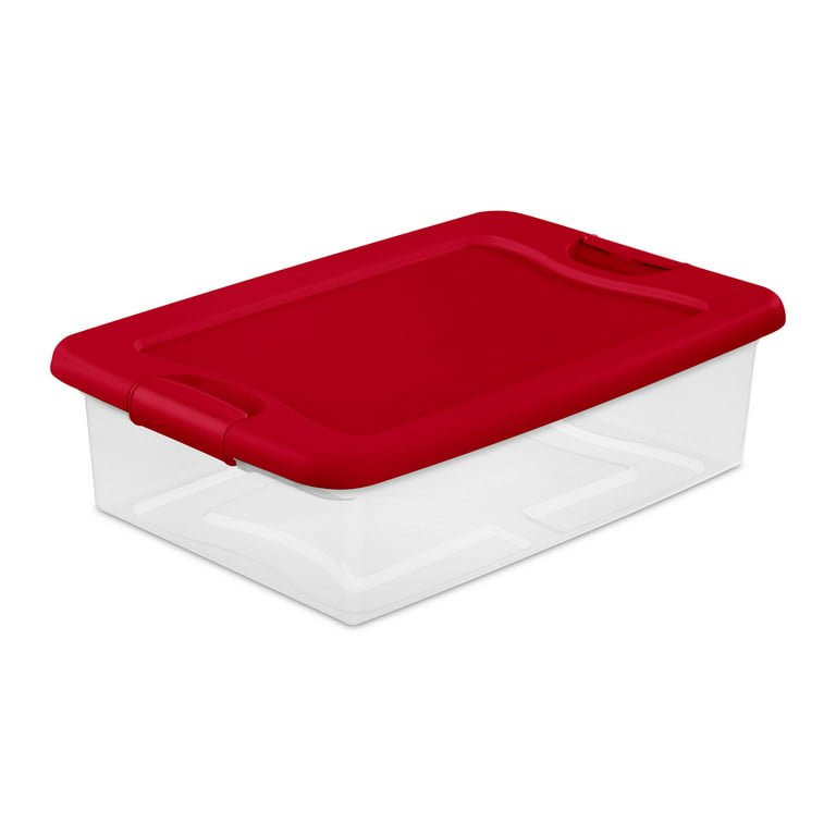 Sterilite 32 Qt Under Bed Latching Storage Container w/ Lid, Red