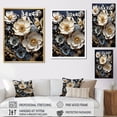 thumbnail image 4 of Designart "Dark Blue Shadowed Buttercups" Buttercups Picture Framed Canvas Wall Art, 4 of 5