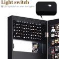 thumbnail image 4 of LED Jewelry Cabinet Wall Mounted Door Hanging, Lockable Jewelry Armoire with 47.2'' Full Length Mirror, Lipstick Brush Holders, Jewelry Storage Organizer for Home, Apartment, Dorm (Black), 4 of 5