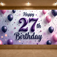 thumbnail image 6 of Purple Balloons Happy Birthday Banner Colorful Decoration Birthday Party Milestone Birthday for Adult Celebration Indoor Decor Photo Shoot, 6 of 7