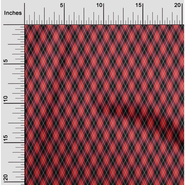 oneOone Tissu Polyester Lycra Rouge Motif Argyle Matériel de Robe Tissu Imprimé Tissu au Mètre 56 Pouces de Large