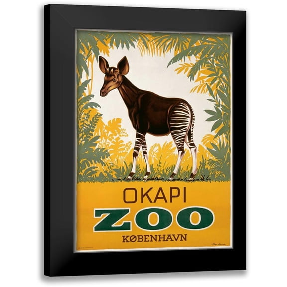 Lippert, Aage 11x14 Black Modern Framed Museum Art Print Titled - KÃ¸benhavn Zoo/Okapi