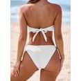 thumbnail image 6 of Swimsuit Bikini, Full Coverage Bikini, Two Piece Swimsuit for Women, Womens Bikini Swimsuits, Womens Wavy Edge Bandeau Bikini Strapless Tie Back Side String Bathing Suits Two Piece Swimsuit, White L, 6 of 6