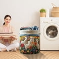 thumbnail image 4 of Quilted Laundry Basket Boho Floral Fabric Storage Hamper 20X28 Inch for Bedroom Laundry Room, 4 of 8