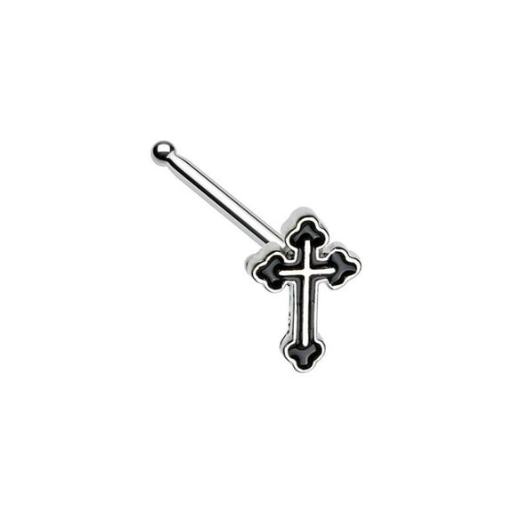 Body Accentz Nose Stud Ring Black Gothic Cross