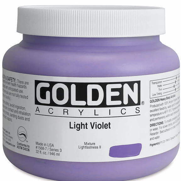Golden Heavy Body Artist Acrylics - Light Violet, 32 oz jar