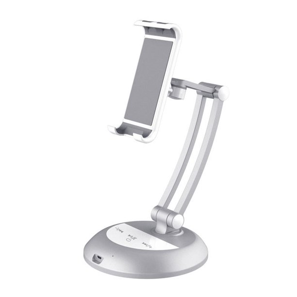 Soporte para teléfono móvil de mesa Soporte ajustable para teléfono con altavoz Herramienta de soporte para teléfono móvil para el hogar, plateado Vogacara EL4852-02B