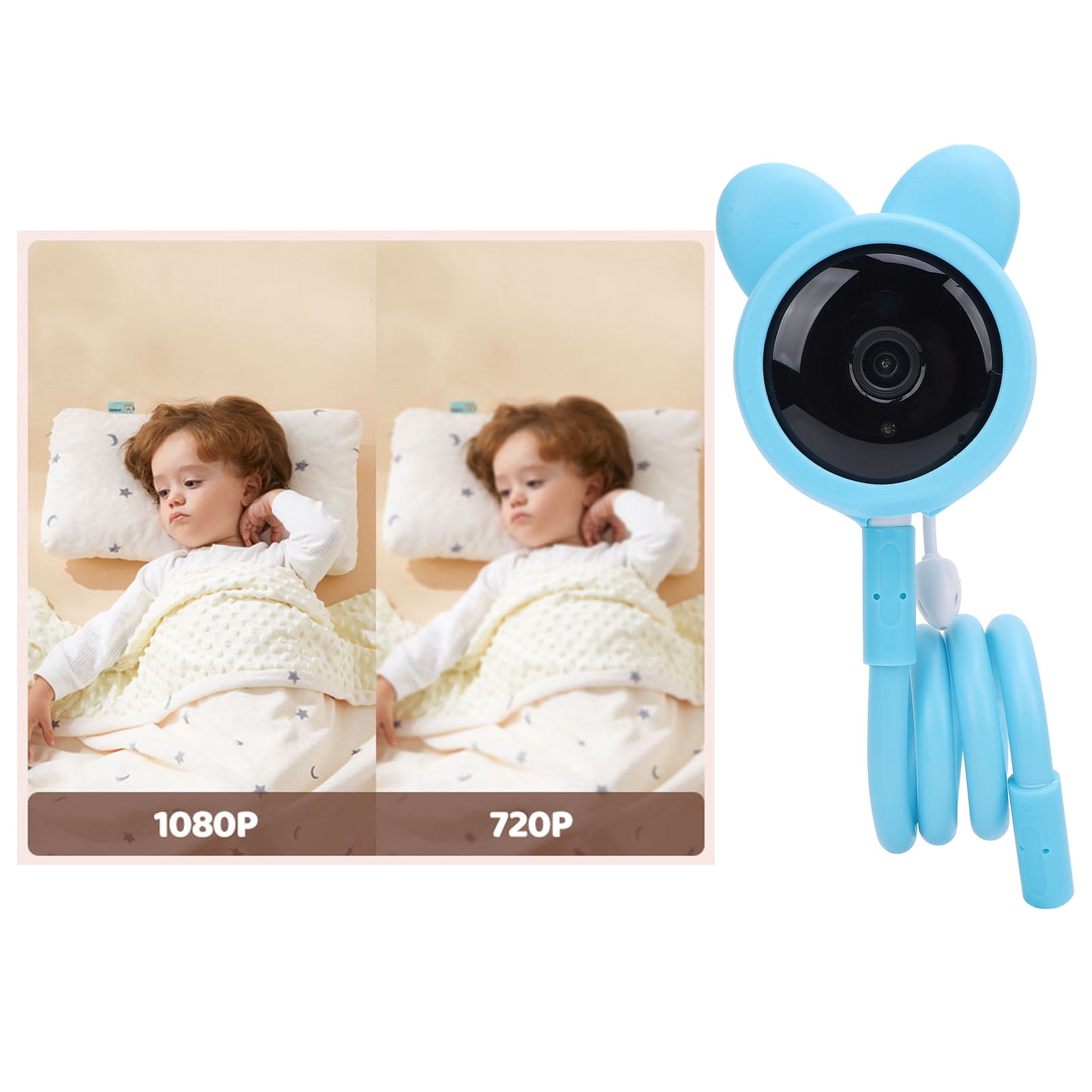 BIMZUC Smart 1080P WiFi Baby Camera with Remote Voice Intercom, Real-time Breathing Sound Detector, and Universal Stand, Safe Nursery Pet Video Monitor (19.7 inches / 50 cm)
