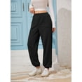 thumbnail image 6 of TEMOFON Sweatpants Casual Joggers Fall Trend Ladies Black Sweatpants Elastic Cuffs Straight Leg Comfy Jogger Pant L, 6 of 8