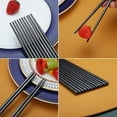 thumbnail image 7 of ReaNea 10 Pairs Black Reusable Chopsticks, Stainless Steel Metal Chop Sticks, Japanese Chinese Korean Chopstick 8.9", 7 of 7
