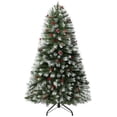 thumbnail image 6 of Naomi Home 9ft Snow Flocked Christmas Tree with Lights, Realistic Spruce Christmas Tree with Pine Cones, Berries, Foot Pedal, 2128 Branch Tips, 900 Warm Lights and Metal Stand, Pre Lit Christmas Tree, 6 of 8