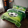 thumbnail image 3 of Manfei Soccer Sport Twin Quilt Set, Goal Print Football Field Twin Coverlet Set, Green White, Reversible 2 Pieces, 1 Bedspread and 1 Pillowcase, 3 of 7