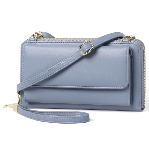 FALAN MULE Rfid Wallet Purse Wristlet Crossbody Bag for Women Leather Ladies Clutch with 2 Straps