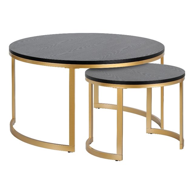Henn&Hart Canada Table Basse Moderne en Métal et MDF en Laiton/grain Noir