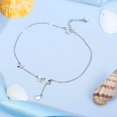 thumbnail image 4 of Pulsera de tobillo de plata de ley 925 para mujer, tobillera de doble capa, pulsera de tobillo con mariposa, corazón, estrella, cuentas, estrella de mar, cadena de serpiente, tobillera ajustable B, 4 of 4