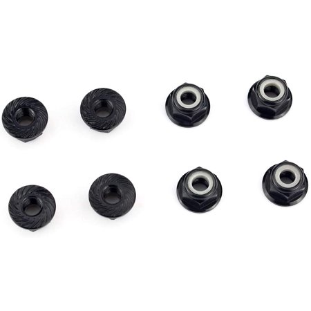 GDOOL 8-Pack M4 Serrated Flange Lock Nuts – Aluminum With Nylon Insert, Black, 7mm Hex, 5.5mm Height, For 1/10 Scale RC Cars, Drones & HPI TLR ECX Models