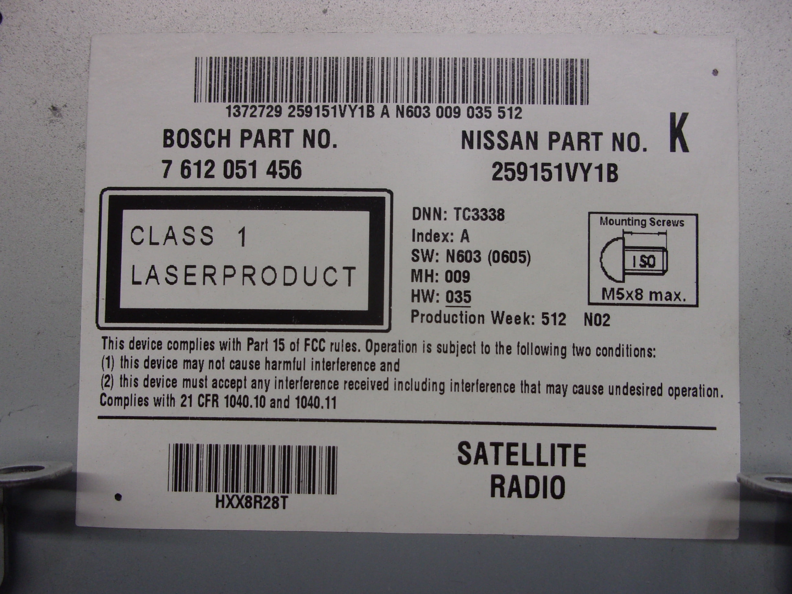 Pre-Owned 2013-2015 Nissan Rogue Satellite Navigation Radio Receiver CD Player OEM - Verify Specific Vehicle Fitment In Description - (Good)