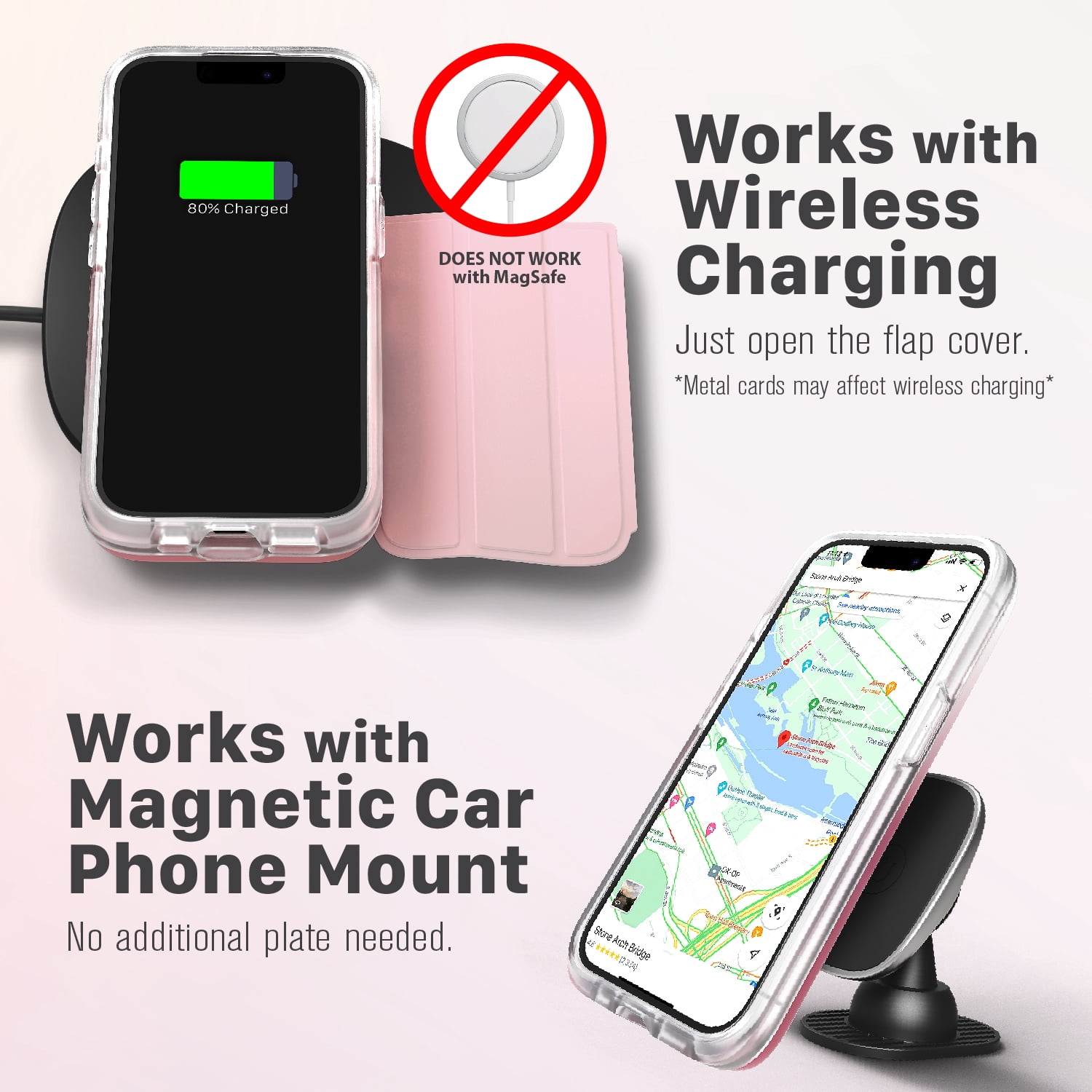 Vena vCommute For Apple iPhone 16e / iPhone 17e Case Wallet, Case with Stand Leather Card Holder [Military Grade Drop Protection], Pink