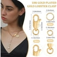 thumbnail image 2 of 1 Box 18Pcs 18K Gold Plated Jewelry Lobster Clasp 0.45x0.23Inch Lobster Claw Clasps with 2 Size Jump Ring for Bracelets Necklace, 2 of 7
