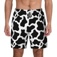 thumbnail image 3 of Uemuo Cow Print Black White Pattern Mens Swim Trunks Quick Dry Board Shorts with Mesh Lining, Stretch Beach Shorts Quick Dry No-Chafing Board Shorts-Large, 3 of 9