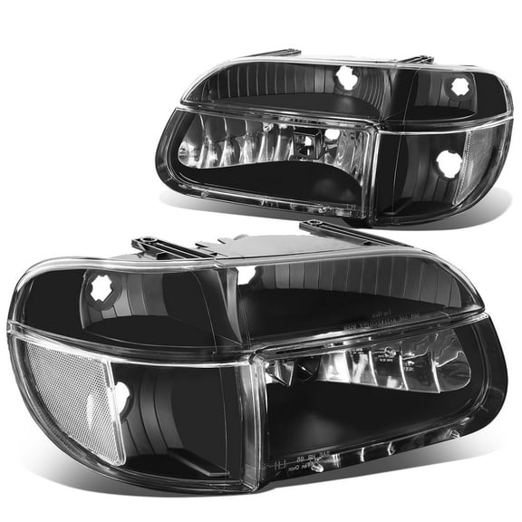 DNA Motoring For 95-01 Ford Explorer Black Clear Corner Headlight Bumper Lamps Pair Set