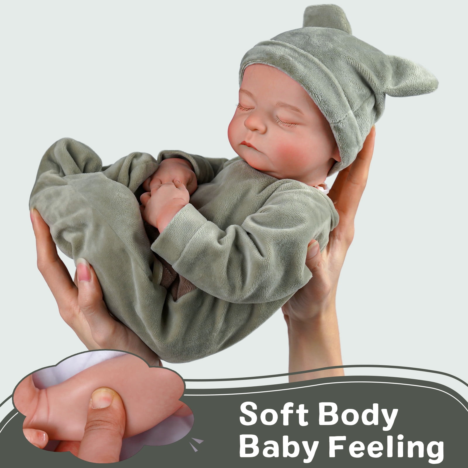 RSG Lifelike Reborn Baby Dolls - 17-Inch Soft Cloth Body Newborn Real Life Baby Dolls with Toy Accessories for Kids Age 3 +