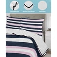 thumbnail image 4 of Pink Navy Blue Striped Twin XL Size Down Alternative Comforter,Lightweight Comforter Quilt Bedding Set with Pillow Shams Minimalist Abstract Lines Artwork Bed Comforter Duvet Insert 68"x98", 4 of 7