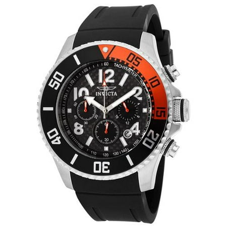 Invicta 13727 Men's Pro Diver Black Polyurethane Chrono Carbon Fiber Watch