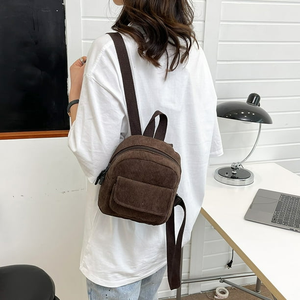 Bolso Mini mochila de moda para mujer mochilas pequenas solidas de pana mochilas de viaje Retro Bodega Aurrera en linea