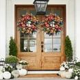 thumbnail image 4 of 15in. Peony  Hydrangea and Pumpkin Fall Artificial Wreath  Orange Red, 4 of 6