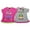 Fuchsia / Grey, variant on Just Love Ruched Side Graphic T-Shirts for Girls (Pack of 2) (Pink / Citron, 6-6X)