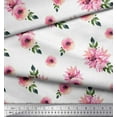 thumbnail image 2 of Soimoi White Cotton Cambric Fabric Ranunculus & Chrysanthemum Floral Print Sewing Fabric Yard 56 Inch Wide, 2 of 3