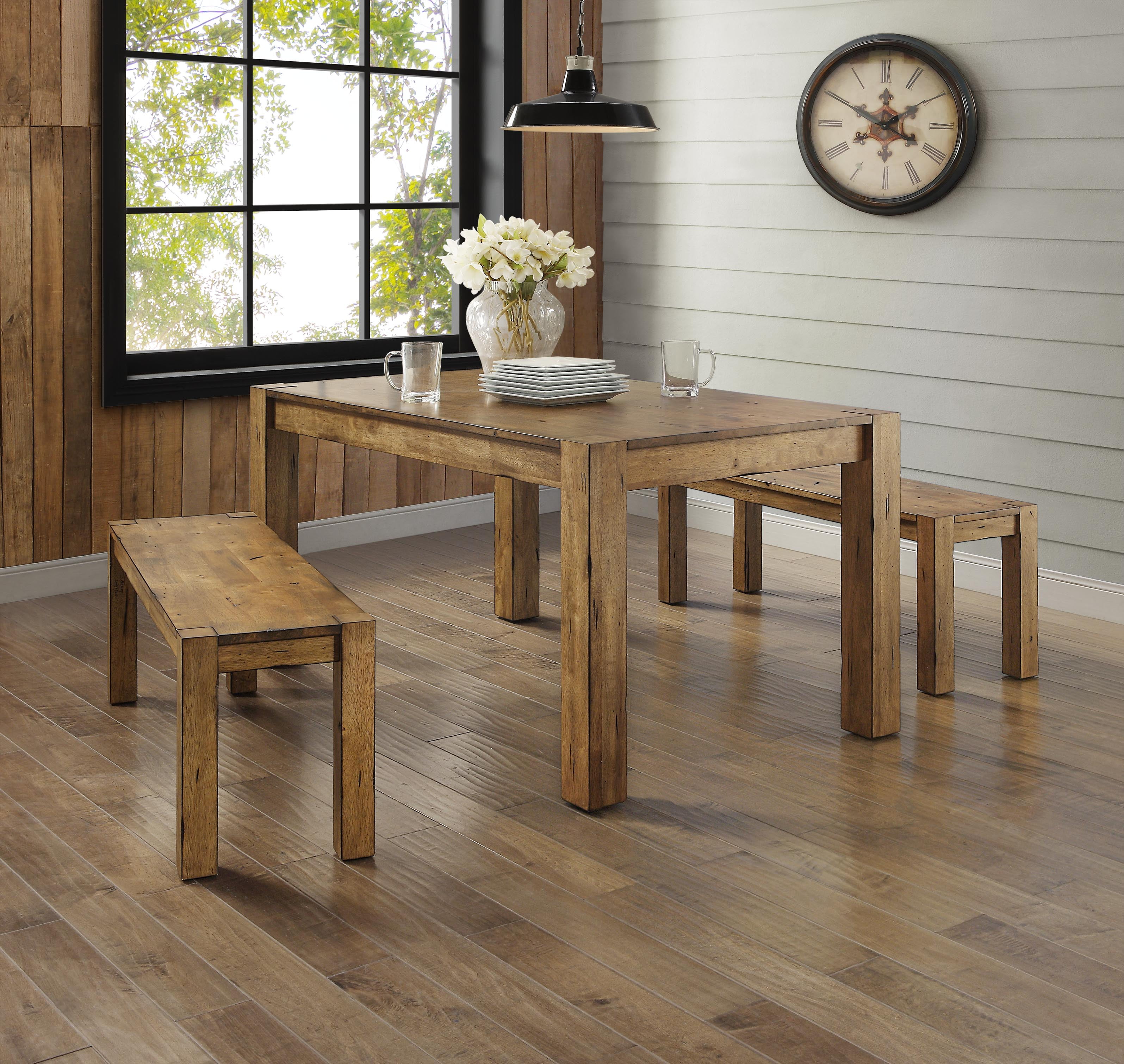 Rustic Wood Dining Table Brown Distressed Farmhouse Style Thick Legs