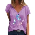 thumbnail image 2 of Puntoco moda mujer impresión cuello en V camiseta manga corta Casual camiseta tops blusa Puntoco Puntoco-4832, 2 of 5