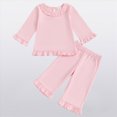 thumbnail image 2 of TOWED22 Toddler Newborn Baby Girl Outfits Clothing Long Sleeve Graphic Tee + Elastic Waist Pants 2 Piece Set Clothes for Playtime(Red,6-12 M), 2 of 7