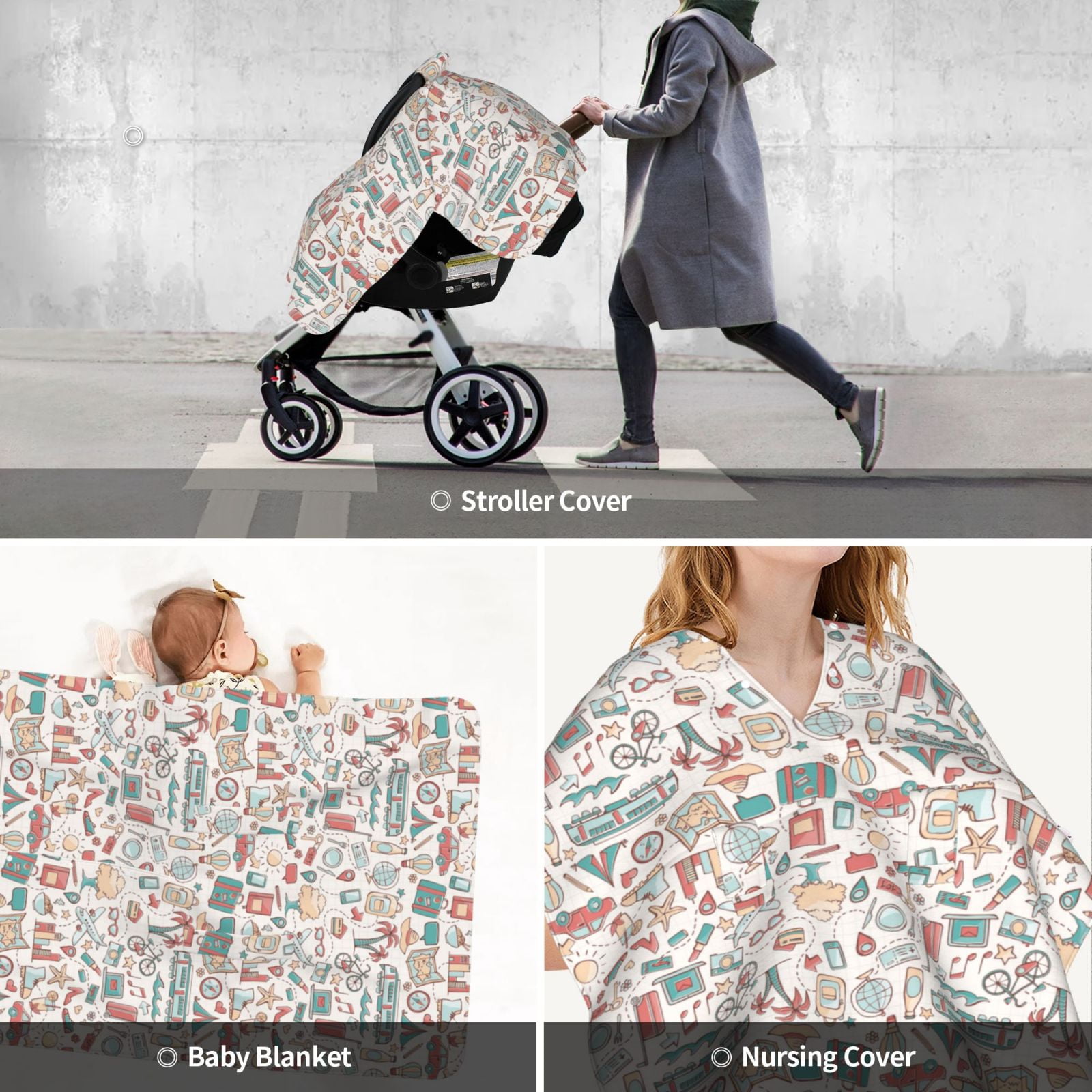 Car Seat Cover Baby - summer life A Breathable Infant Car Seat Cover for Baby Carseat, Lightweight Comfort Baby Essentials Must Haves Newborn Stuff for Girl Boy