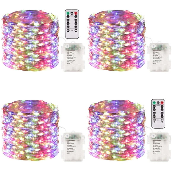 Fairy Lights Albelt 100 LED, funciona con pilas, 10 m, paquete de 4