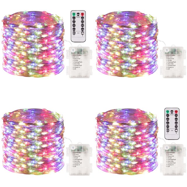 Fairy Lights Albelt 100 LED, funciona con pilas, 10 m, paquete de 4