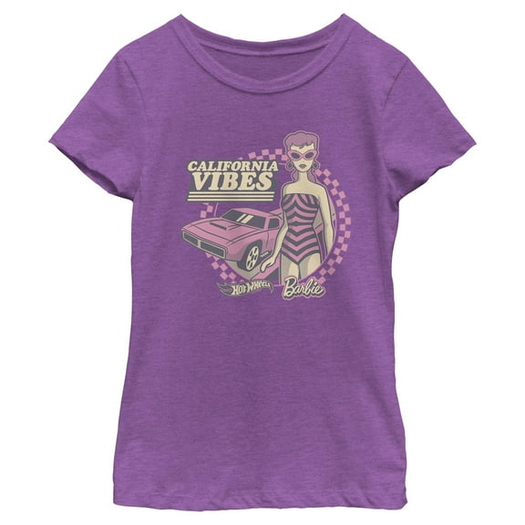 Girls Mattel Hot Wheels and Barbie California Vibes T Shirt