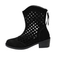 thumbnail image 2 of BRGZLK Cut Out Mid Calf Boots for Women Sweet Cool Lightweight Autumn Winter Chunky Heel Back Zipper Short Booties 2026 Casual Versatile Shoes Black 41, 2 of 9