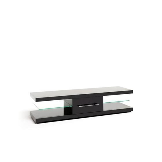 Techlink Ec150b Echo Tv Stand High Gloss Black With Storage Drawer And Clear Glass Shelves