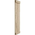 thumbnail image 3 of Ekena Millwork 11"W x 68"H Rustic Two Board Joined Board-n-Batten Hand Hewn Faux Wood Shutters w/End Batten (Per Pair), Primed Tan, 3 of 11