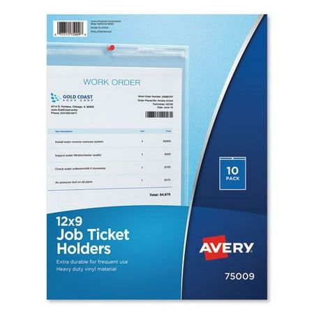 Job Ticket Holders, Heavy Gauge Vinyl, 9 X 12, Clear, 10/pack | Bundle of 2 Packs