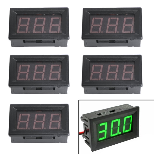 5Pcs Dc5-120V 0.56" 2 Wire Led Digital Display Panel Voltmeter Volt Tester Green