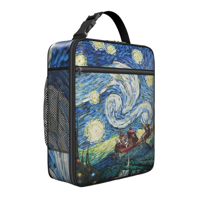Reusable Galaxy Lunch Box - Thermal Collapsible Bag with Zip Pocket & Handle, Space Design Men Women .