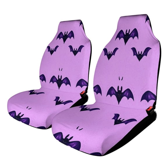 Car Seat Covers Bats Pattern on Pink. 2 Piece Soft Bucket Auto Seat Protector Universal Fit for SUV Sedan Van