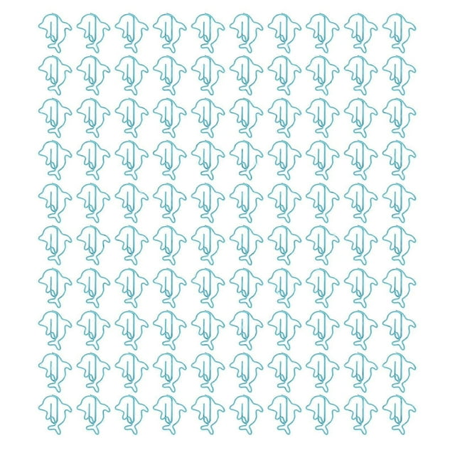 100Pcs Cute Paper Clips Blue Dolphin Style Exquisite Color Strong Clamp Force Kids Paper Clips for Office School Home