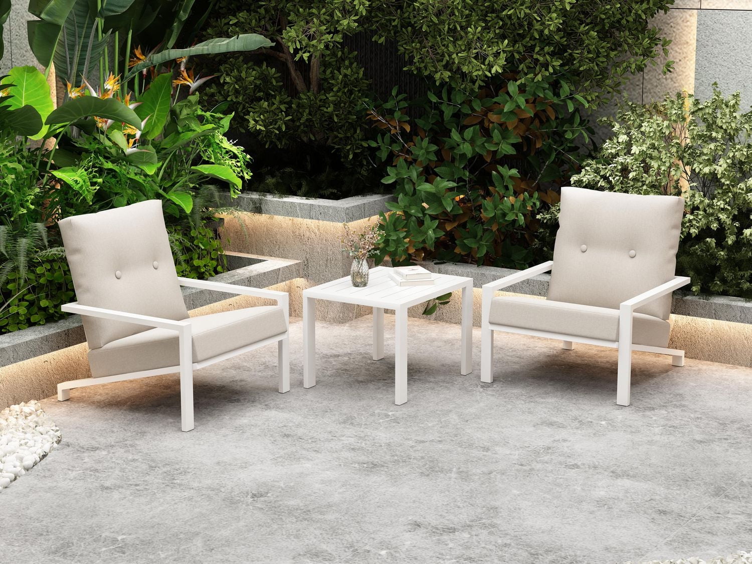 Ensemble Bistro Bern en Aluminium, Blanc